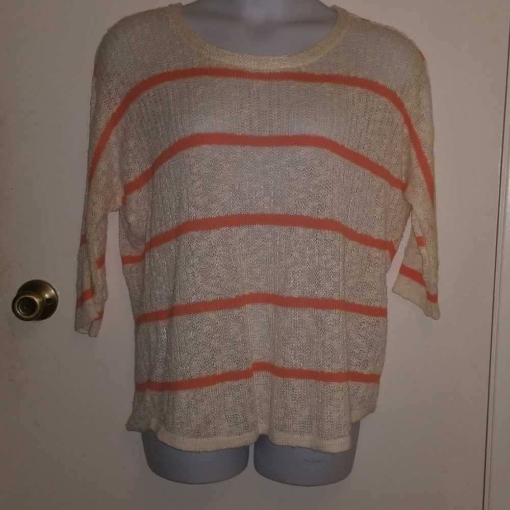 NWOT Cream and Salmon Loose Knit Sweater